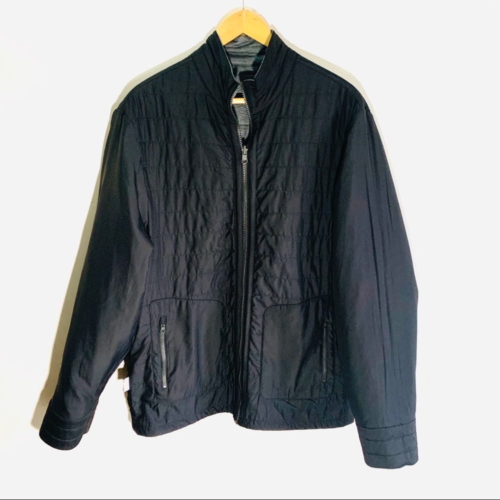Murano Black/Gray Slim Fit Reversible Coat Lg NWOT